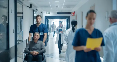 busy hospital with nurse practitioners